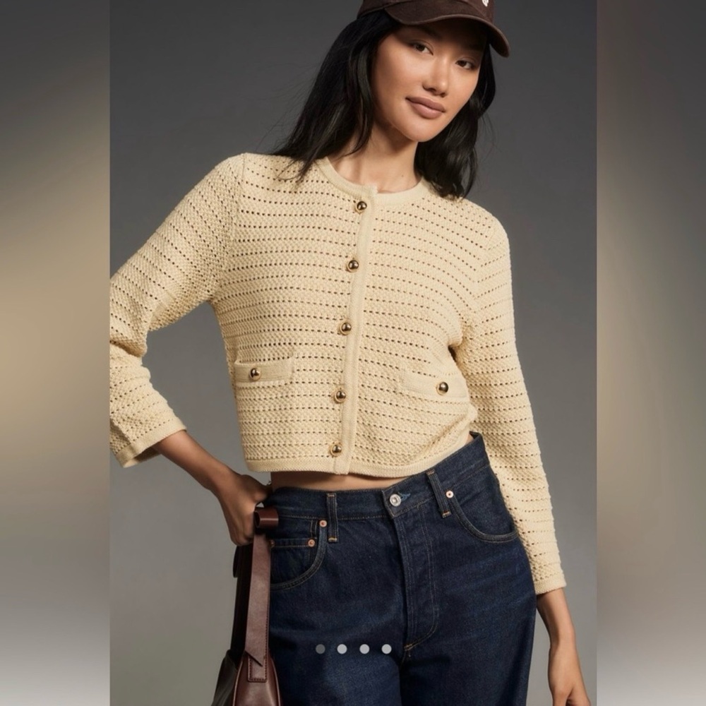 Reformation Cream Cropped Cardigan